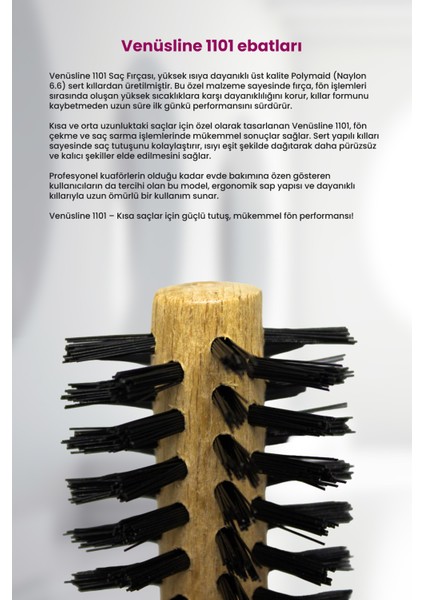 Venüsline Natural 1101 Kısa Saçlar Için Fön ve Sarma Fırçası - Sert Kıllı indirimleri