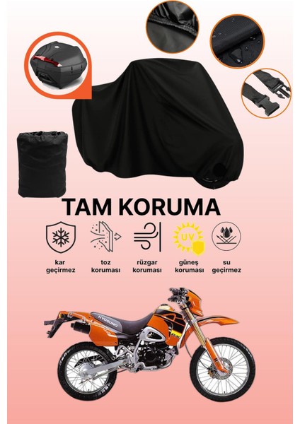 Siyah Arka Çanta Uyumlu Kanuni Rx 125 Uyumlu Motosiklet Brandası, Koruyucu Örtü