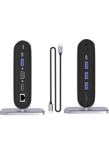 USB C To Hdtv + VGA + 7 Ports Hub + Sd/tf Readcarder Sb C Hub Dizüstü Bilgisayar Bağlantı Istasyonu, VGA ile 12'si 1 Arada Dock, HDMI 4k, 100MBPS Ethernet, 3 x Usb-A 3.0 ve 100W Usb- ZR773 modelleri