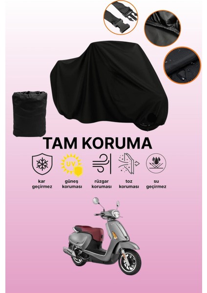 Siyah Kymco Like 125 Uyumlu Motor Branda, Koruyucu Örtü, Motosiklet Brandası
