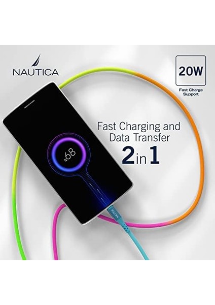 C58 Pd Usb-C To 20W LED Işıklı Şarj ve Kablosu 1.2m Çok Renkli fiyatları