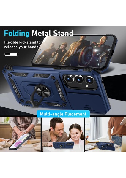 Samsung Galaxy A55 Uyumlu Ekran Koruyucu Kılıf Sürgülü Yüzüklü Standlı Darbe Emici Tank Kapak fiyatları