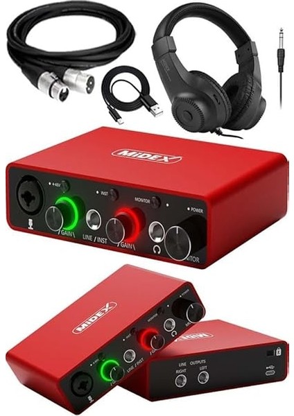 GLX-700RD-H Üst Segment USB Stüdyo Ses Kartı 2 Giriş 2 Çıkış 24BIT/192KHZ (Kulaklık ve Kablo Dahil) fiyatları