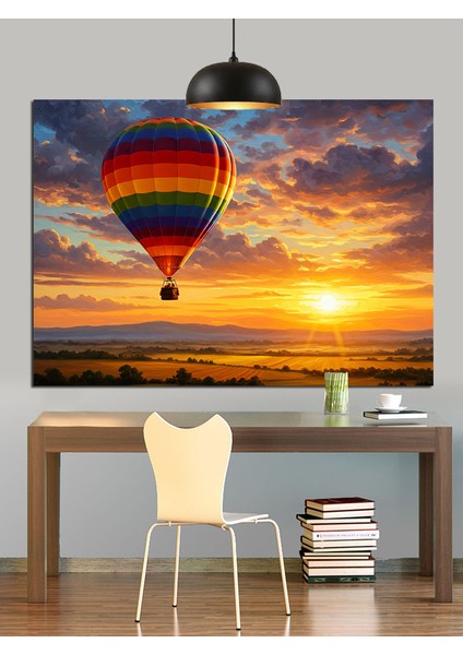 Sıcak Hava Balonu Gün Batımı Dekoratif Kanvas - Mdf Ahşap Tablo fiyatları