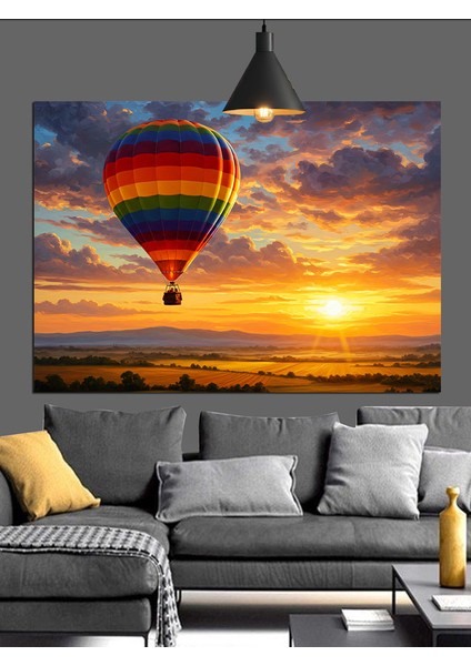 Sıcak Hava Balonu Gün Batımı Dekoratif Kanvas - Mdf Ahşap Tablo indirimleri