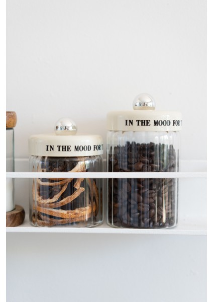 2li Krem Vakum Kapaklı Motto Cam Kavanoz Seti (320ML+450ML)