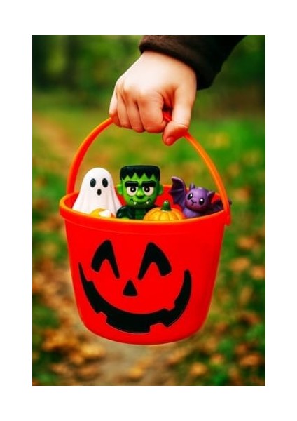 Halloween Işıklı Kulplu Şeker Kovası Bal Kabağı Turuncu fiyatları