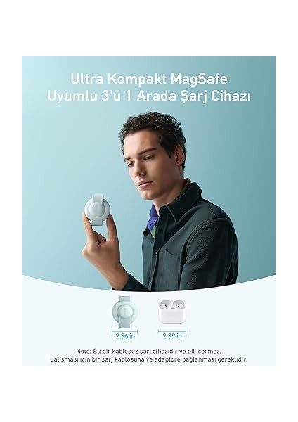 Maggo 3in1 Kablosuz Katlanır Şarj B25M8, Yeşil modelleri