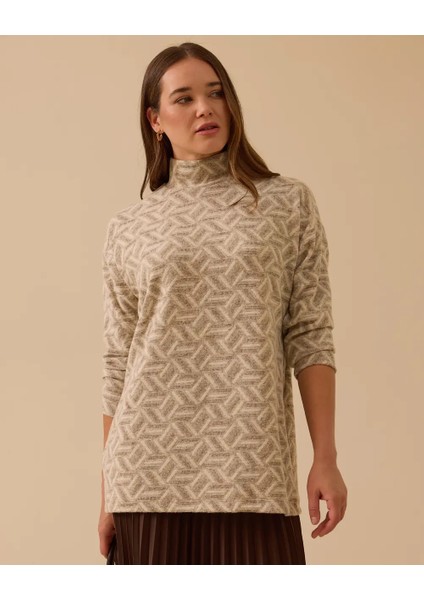 10002521711018 Desenli Düşük Omuzlu Triko Tunik fiyatları