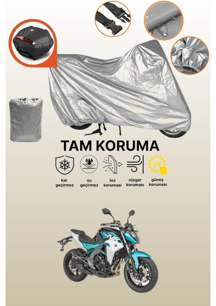 Gri Arka Çanta Uyumlu Cfmoto 400NK Uyumlu Motor Brandası, Koruyucu Örtü