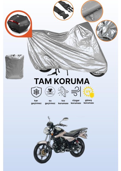 Gri Arka Çanta Uyumlu Kanuni Gv 170 Uyumlu Motor Brandası, Koruyucu Örtü