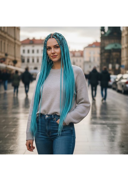 Afrika Örgüsü ve Rasta Için Sentetik Saç / Açık Mavi