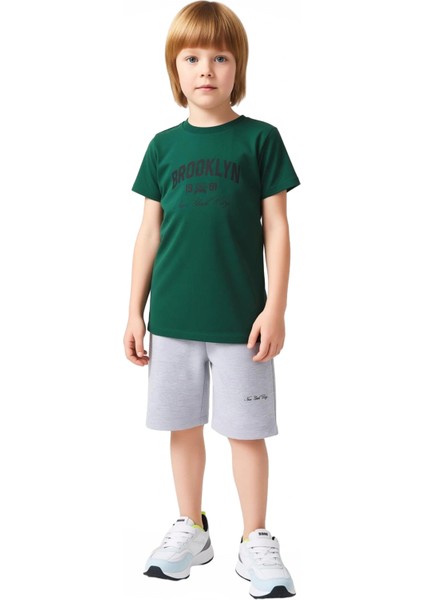 Erkek Çocuk Brooklyn Baskılı Pamuklu T Shirt ve Şort Takımı Kaliteli Şık Rahat fırsatları