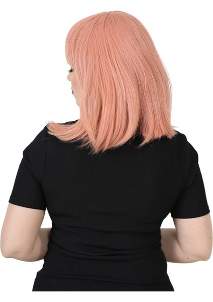 Küt Kahküllü Fiber Sentetik Peruk - Gül Kurusu modelleri