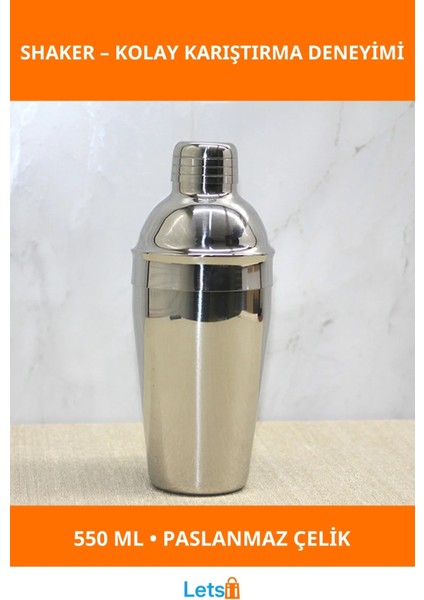 Dayanıklı Paslanmaz Çelik Sızdırmaz 550 ml Şaker