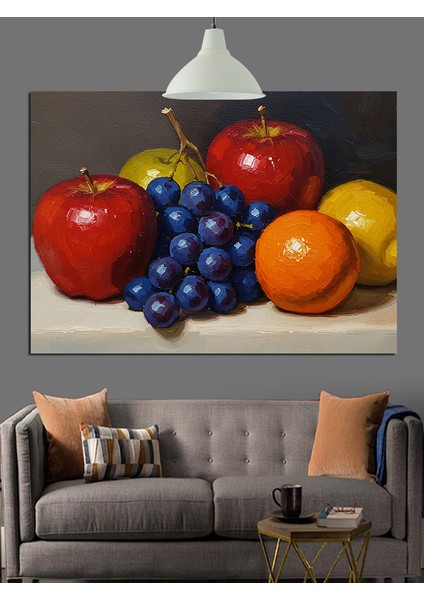 Meyve Sepeti Canlı Renkli Natürmort Dekoratif Kanvas - Mdf Ahşap Tablo