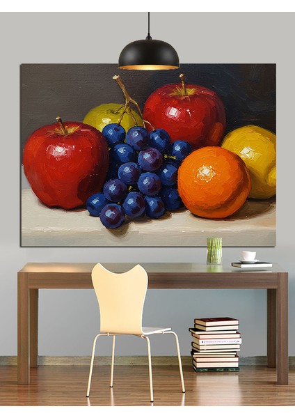 Meyve Sepeti Canlı Renkli Natürmort Dekoratif Kanvas - Mdf Ahşap Tablo fiyatları