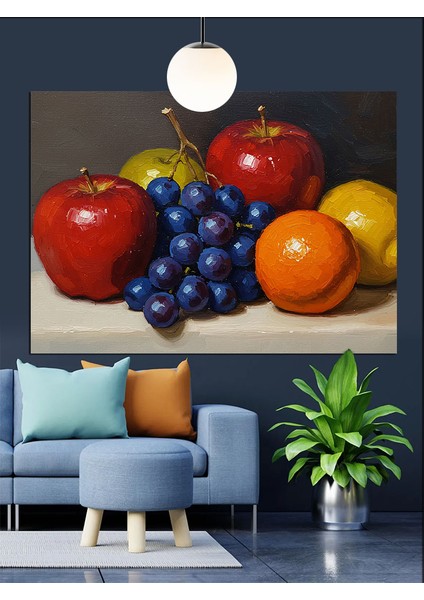 Meyve Sepeti Canlı Renkli Natürmort Dekoratif Kanvas - Mdf Ahşap Tablo modelleri