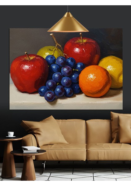 Meyve Sepeti Canlı Renkli Natürmort Dekoratif Kanvas - Mdf Ahşap Tablo fırsatları