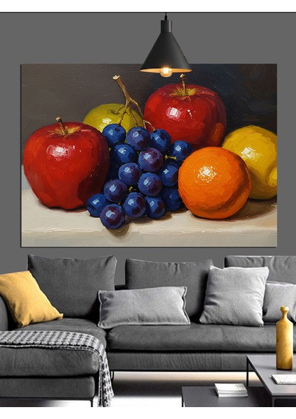Meyve Sepeti Canlı Renkli Natürmort Dekoratif Kanvas - Mdf Ahşap Tablo indirimleri