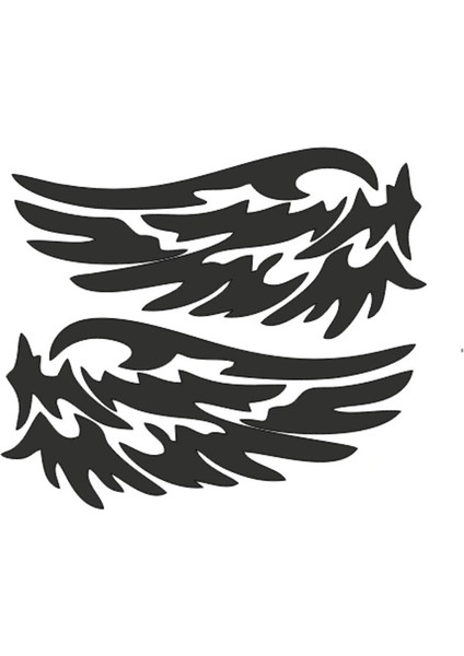 2 Adet Araba Motorsiklet Leptop Kask Kanat Sticker Reflektörlü ve Düz Renkler Mat Siyah