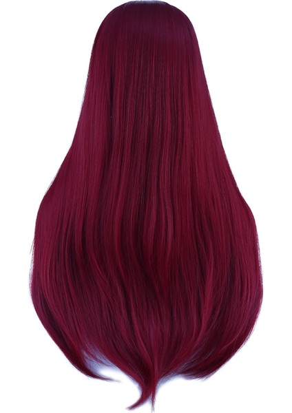 Düz Perçemli Uzun Fiber Sentetik Peruk - Kızıl indirimleri