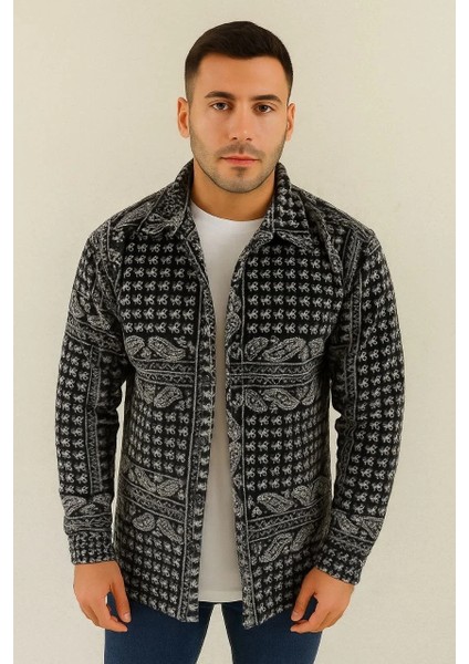 Erkek Polar Fermuarlı Sweatshirt – Kapüşonsuz, Cepli, Yumuşak Dokulu, Oversize Rahat Kalıp, Kışlık Sıcak Tutan Fermuarlı Üst - Siyah