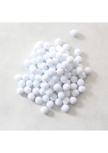 Peluş Ponpon, 1.5 cm 50 Adet Beyaz