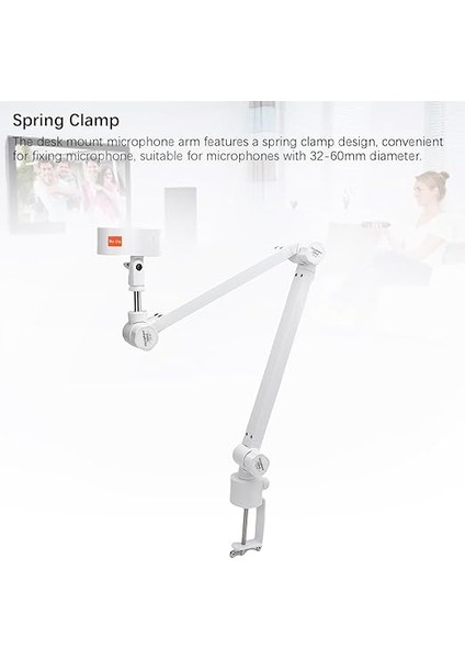Mikrofon Bom Kolu, Masa Üstü Mikrofon Kolu, Podcast, Oyun Için 32 Ila 60 mm Çaplı Mikrofonlar Için 360 Derece Dönebilen Ayarlanabilir Mikrofon Kolu Standı fırsatları