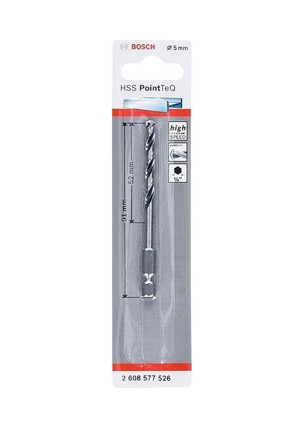 Professional Altıgen Şaftlı - Pointteq - Hss Metal Matkap Ucu 5, 0*91 Mm, Gri