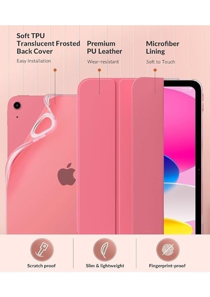 Case For New iPad (A16) 11TH Generation 2025/ 10TH Generation 2022, iPad 11 Inch/ 10.9" Case With Soft Tpu Translucent Frosted Back Cover, Auto Wake/sleep, Support Touch Id,watermelon Red fırsatları