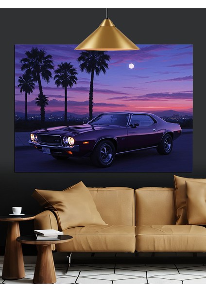 Gün Batımı Palmiye Araba Dekoratif Kanvas - Mdf Ahşap Tablo indirimleri
