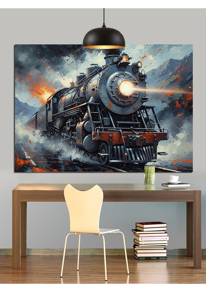 Buharlı Lokomotif Tren Dekoratif Kanvas - Mdf Ahşap Tablo modelleri