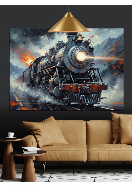 Buharlı Lokomotif Tren Dekoratif Kanvas - Mdf Ahşap Tablo indirimleri