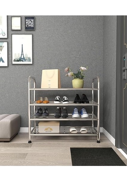 4 Katlı Ayakkabılık Düzenleyici Çok Amaçlı Raf Konsept Metal Raf Krom fırsatları
