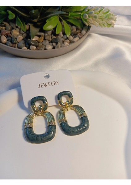 Yeşil Porselen Küpe