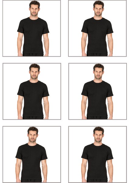 Özkan 0116 6'lı Paket Erkek Ribana Esnek Rahat Kapalı Yaka Yarım Kol Atlet Fanila