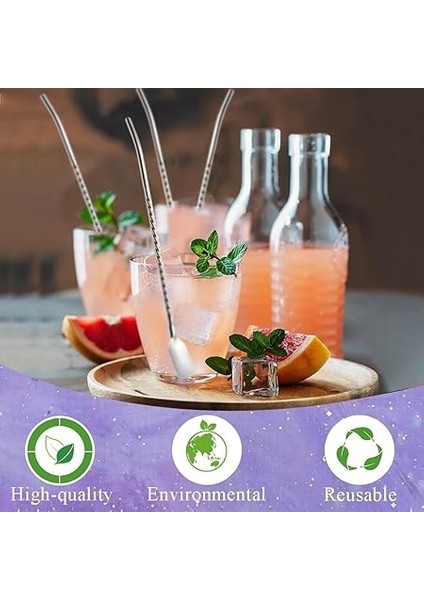 7'li Paslanmaz Çelik Kaşıklı Metal Pipet Seti 6 Adet Pipet ve Pipet Temizleme Fırçası Cam Pipet indirimleri