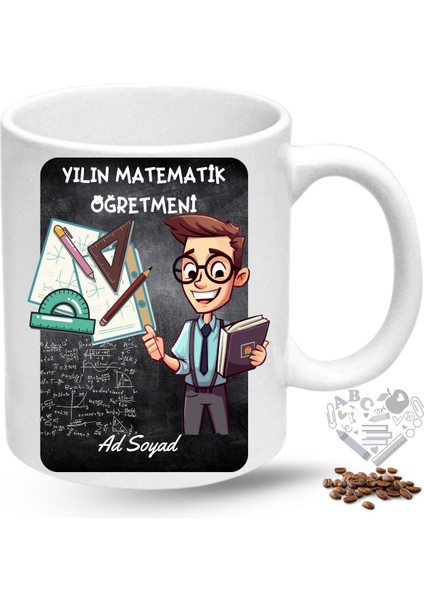 Matematik Öğretmeni Erkek Öğretmenler Günü Hediyesi Isimli Baskılı Porselen Kupa Bardak