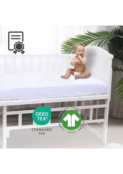 Pamuk Penye, Lastikli Full Kenar Bebek Çarşafı – Oeko-Tex Sertifikalı, Yumuşak ve Nefes Alabilir, Organik Pamuk, Anne Yanı, Çocuk Beşik Çarşafı (Beyaz) modelleri
