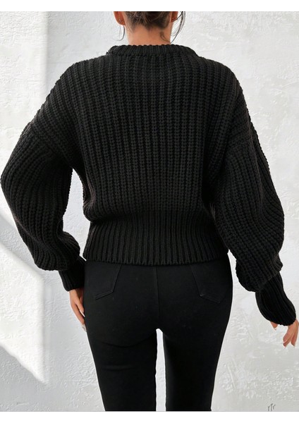 Kadın Kalın Örgü Balon Kol Triko Kazak fiyatları