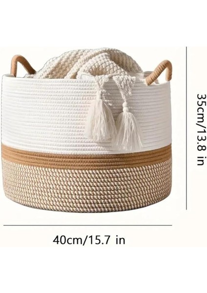 Rustic Retreat Jüt Kapaklı Moderin Tssarım Geniş Hacim Kapasiteli Çamaşır Oyuncak Havlu Battaniye Giyisi Sepeti Zarif ve Estetik Tasarım Depolayıcı Organizer Y (Jüt_beyazkırçıl) indirimleri