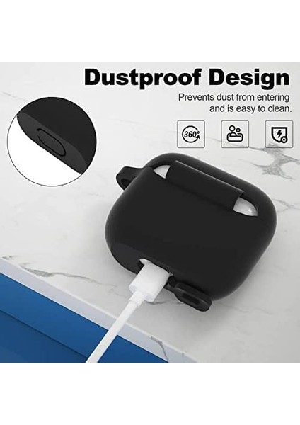 Airpods 3.nesil Kılıf, Tam Koruyucu Özellikli Yumuşak Silikon Airpods Aksesuar Kılıf ile Uyumlu Airpods,kadın Erkek, Anahtarlıklı Kablosuz ve Kablolu Şarj Özellikli Kılıfı, Siyah modelleri