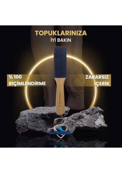 Odorshield+ Çift Taraflı Ahşap Saplı Ayak ve Topuk Törpüsü (5 Adet Tırnak Törpüsü Hediyeli)