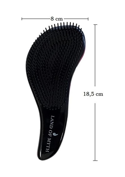 Land Of Myth - LOM1012 Curved Detangler, Yetişkin & Çocuklar Için Kavisli Dolaşık Saç Açma ve Düğüm Çözücü Tarak & Fırça, Islak, Kuru, Düz, Kıvırcık Saçlar Için (Pembe)