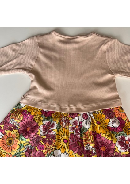 434524 Kız Çocuk Sunny Bloom Elbise (Çiçek Desenli Etek, Gülen Çiçek Aplikeli Üst) modelleri