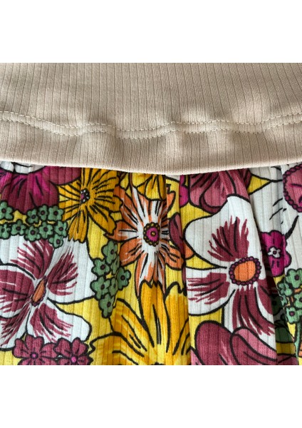 434524 Kız Çocuk Sunny Bloom Elbise (Çiçek Desenli Etek, Gülen Çiçek Aplikeli Üst) fırsatları