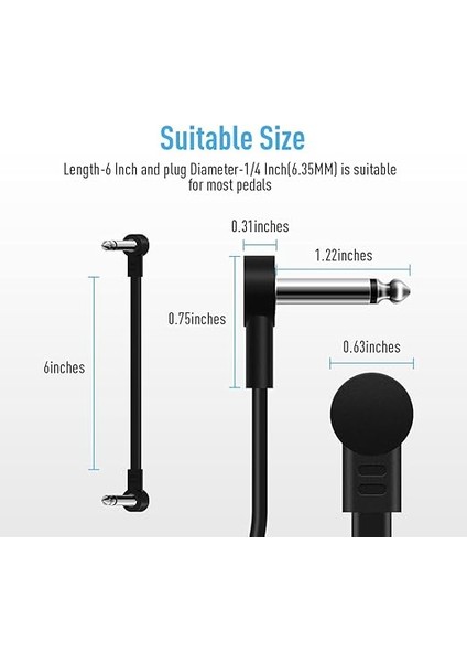 Gitar Efekt Pedal Kabloları Siyah Için 6 Inç Yama Kablosu fiyatları