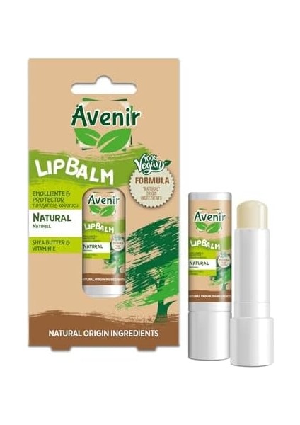 Avenir Natural Vegan Dudak Bakım Kremi - Kuruyan ve Çatlayan Dudaklar Için Yumuşatıcı ve Koruyucu Etkili