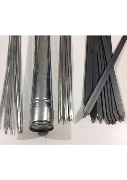 - Mangal Seti 60CM - 10 Adana Kebap Şiş Silme Demir, 10 Ciğer, 10 Kuşbaşı,1 Şiş Kabı